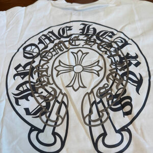 Men's Chrome Hearts Horseshoe Logo T-Shirt White Black Size large
